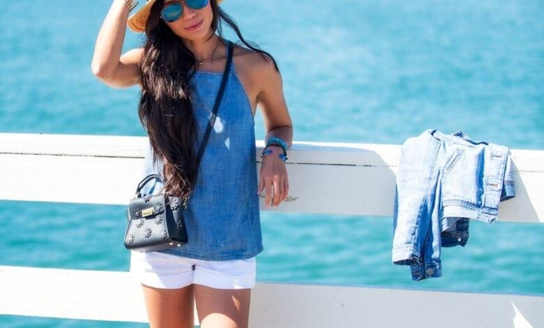 White Shorts and Colorful Tank